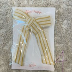 Little Poppy Co clip bow long tail striped knit yellow white classic style